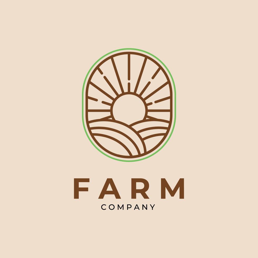 minimalistisches Farm Line Art Logo Emblem Vektor Template Design