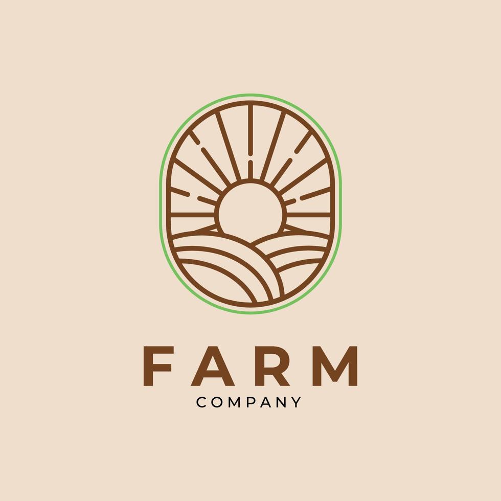 minimalistisk gård line art logotyp emblem vektor malldesign