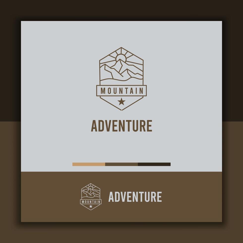 Adventure-Logo-Designvorlage mit einem einfachen Bergsymbol vektor