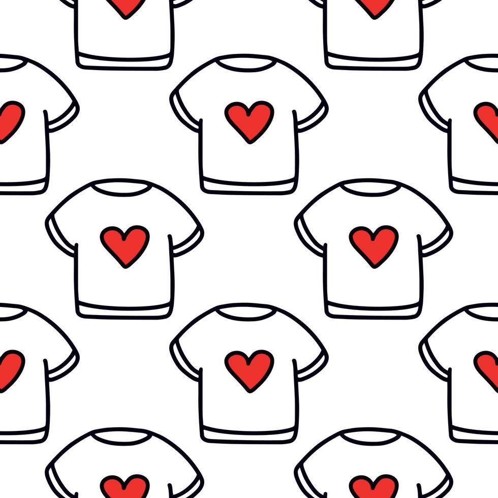 muster eines t-shirts mit einem heart.pattern für den valentinstag vektor