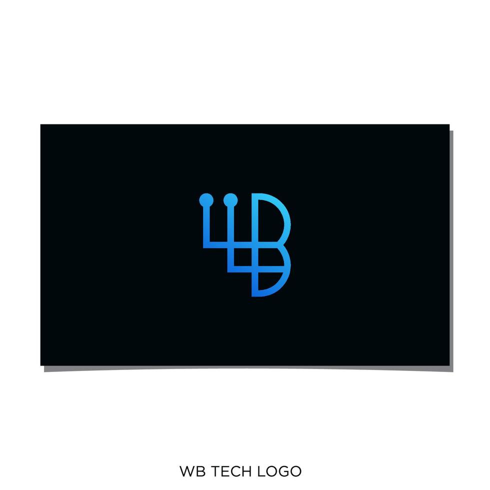 bw- oder wb-Technologie-Logo-Design vektor