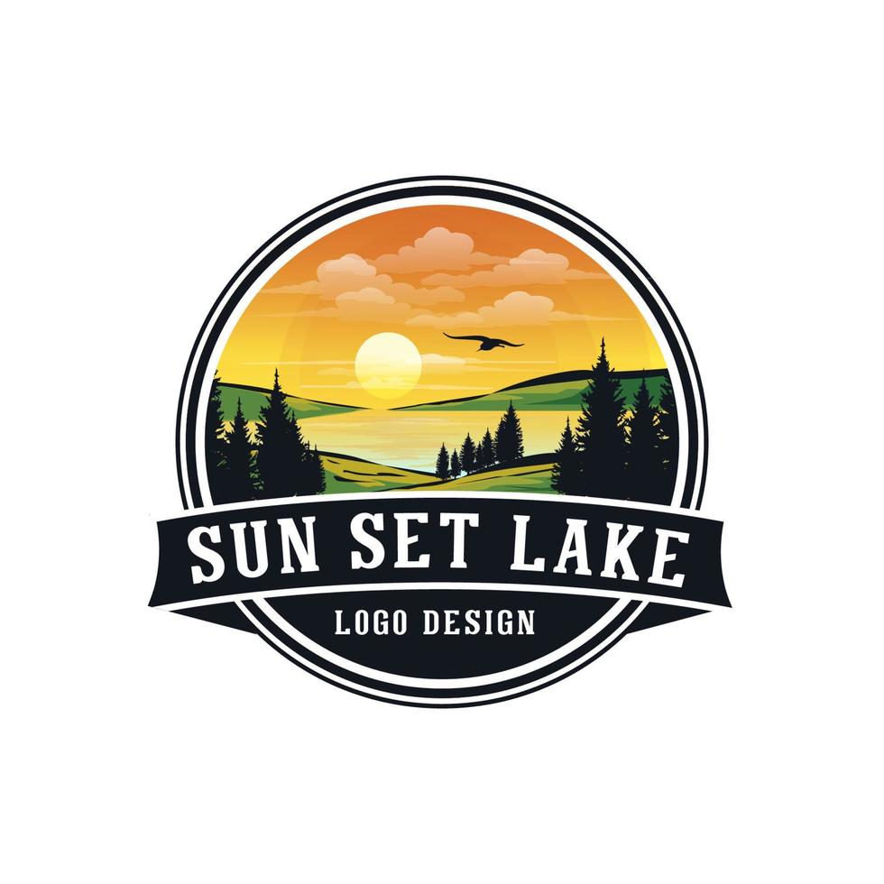 Sonne und See-Logo-Design-Vektor vektor