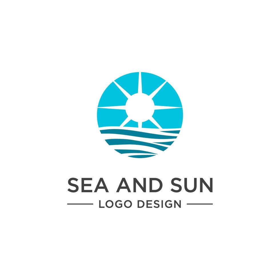 hav och sol logotyp design vektor