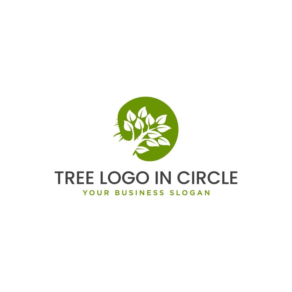 träd i cirkel logotyp design vektor