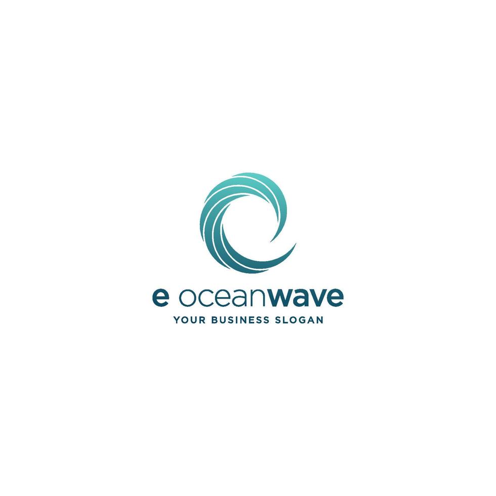 sea wave-logotypdesign med initial e vektor