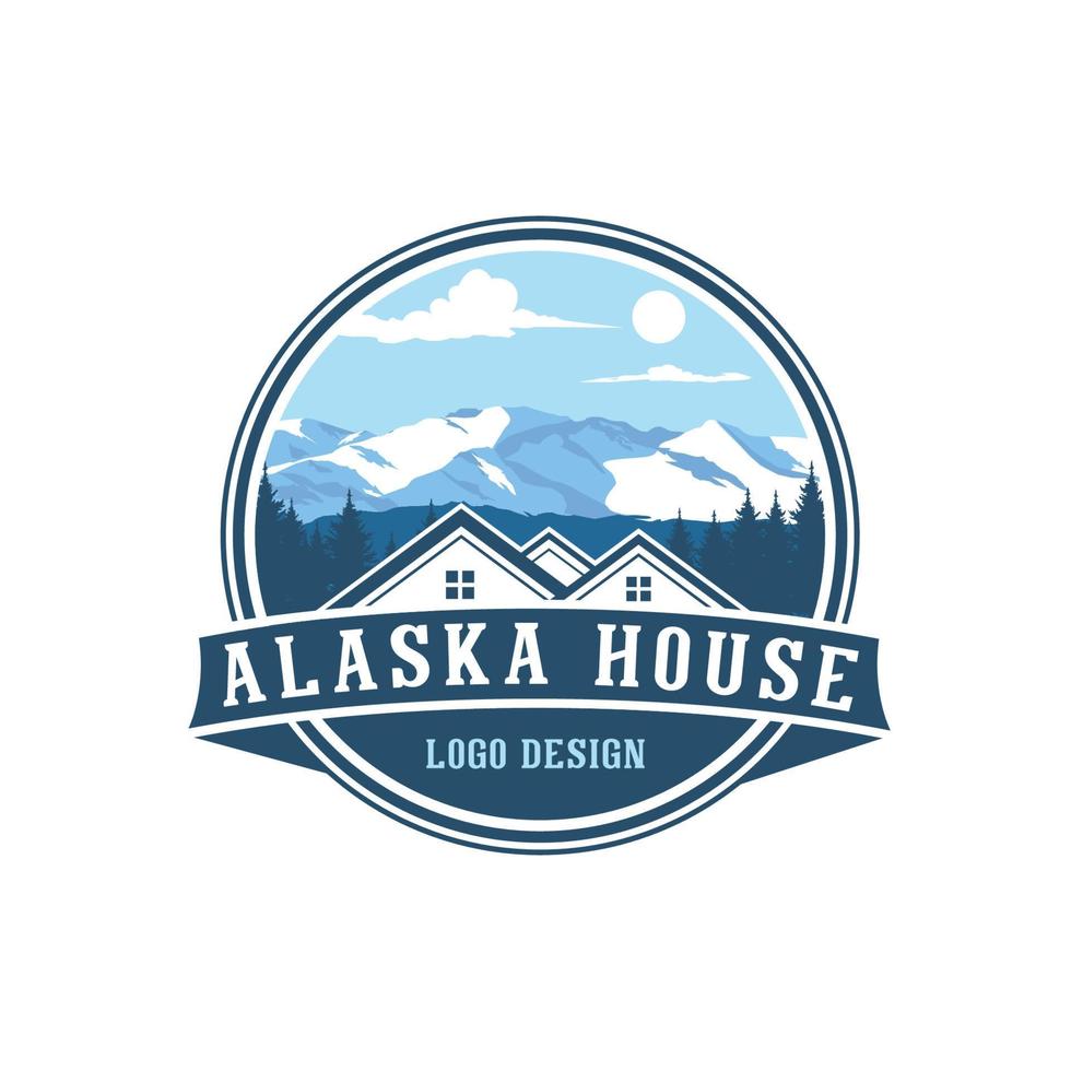 alaska haus vintage logo design vektor