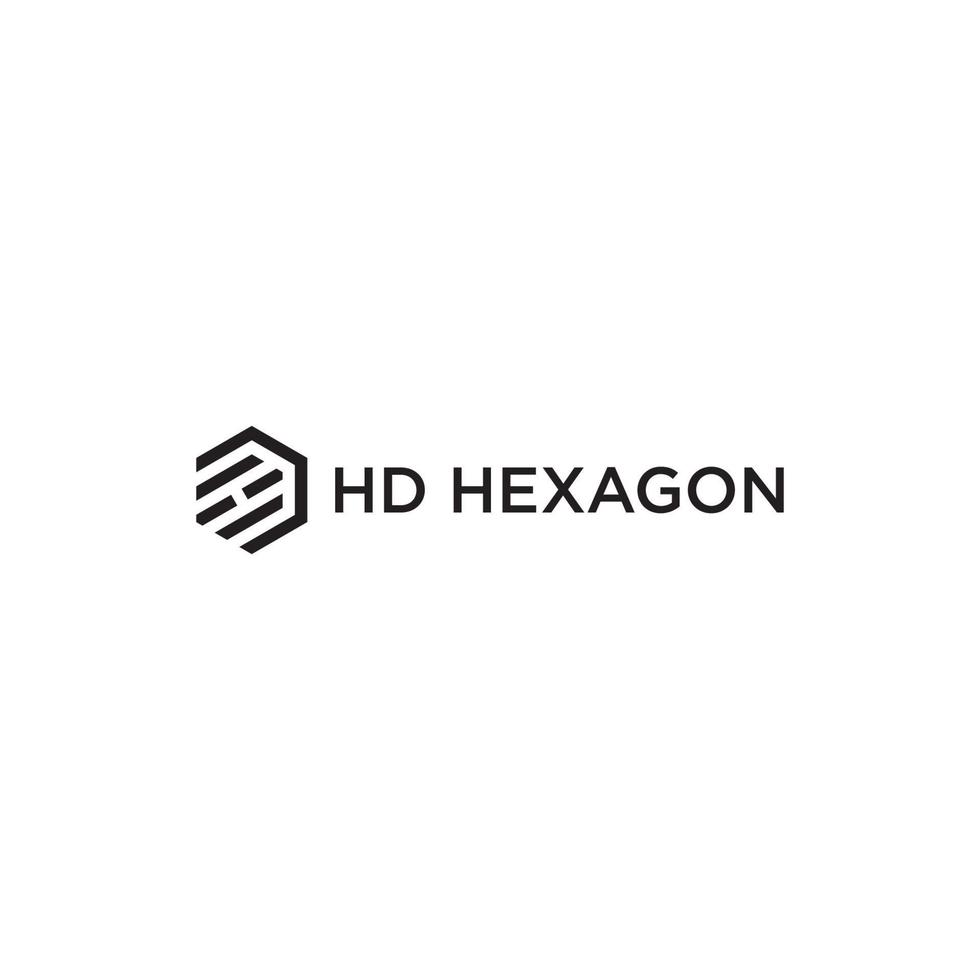 hd eller dh hexagon logotyp design vektor