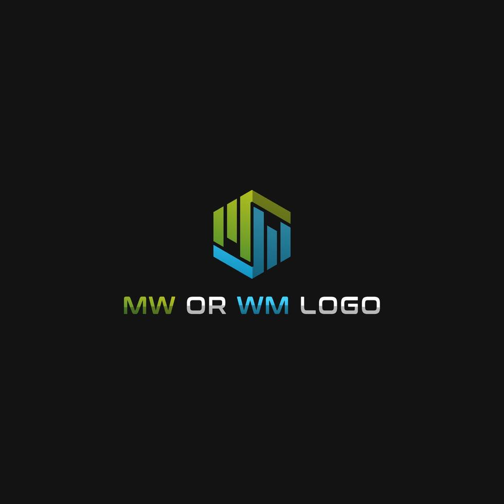 wm eller mw logotypdesign vektor