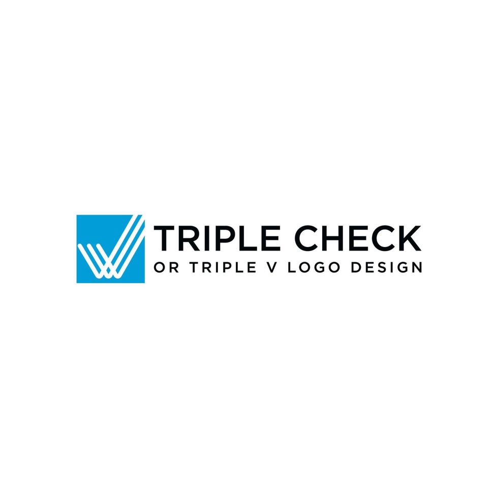 triple check eller triple v logotypdesign vektor