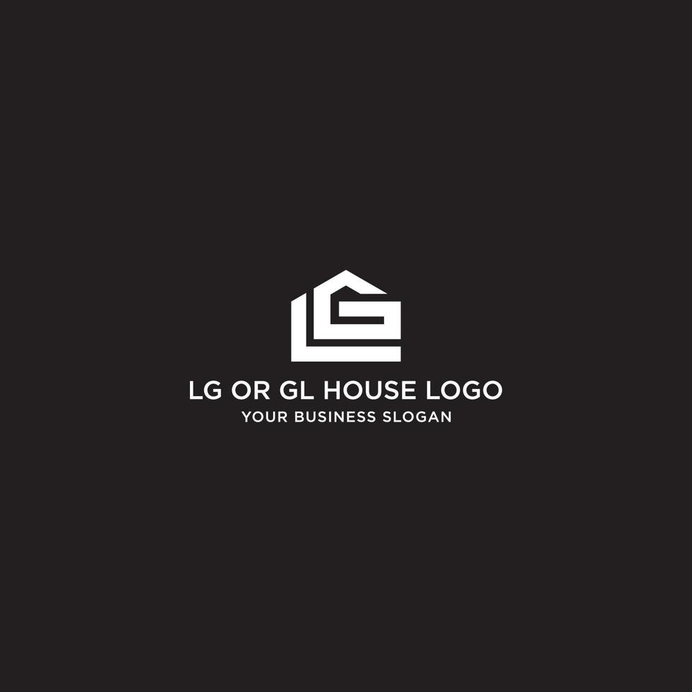 lg- oder gl-hauslogo-designvektor vektor