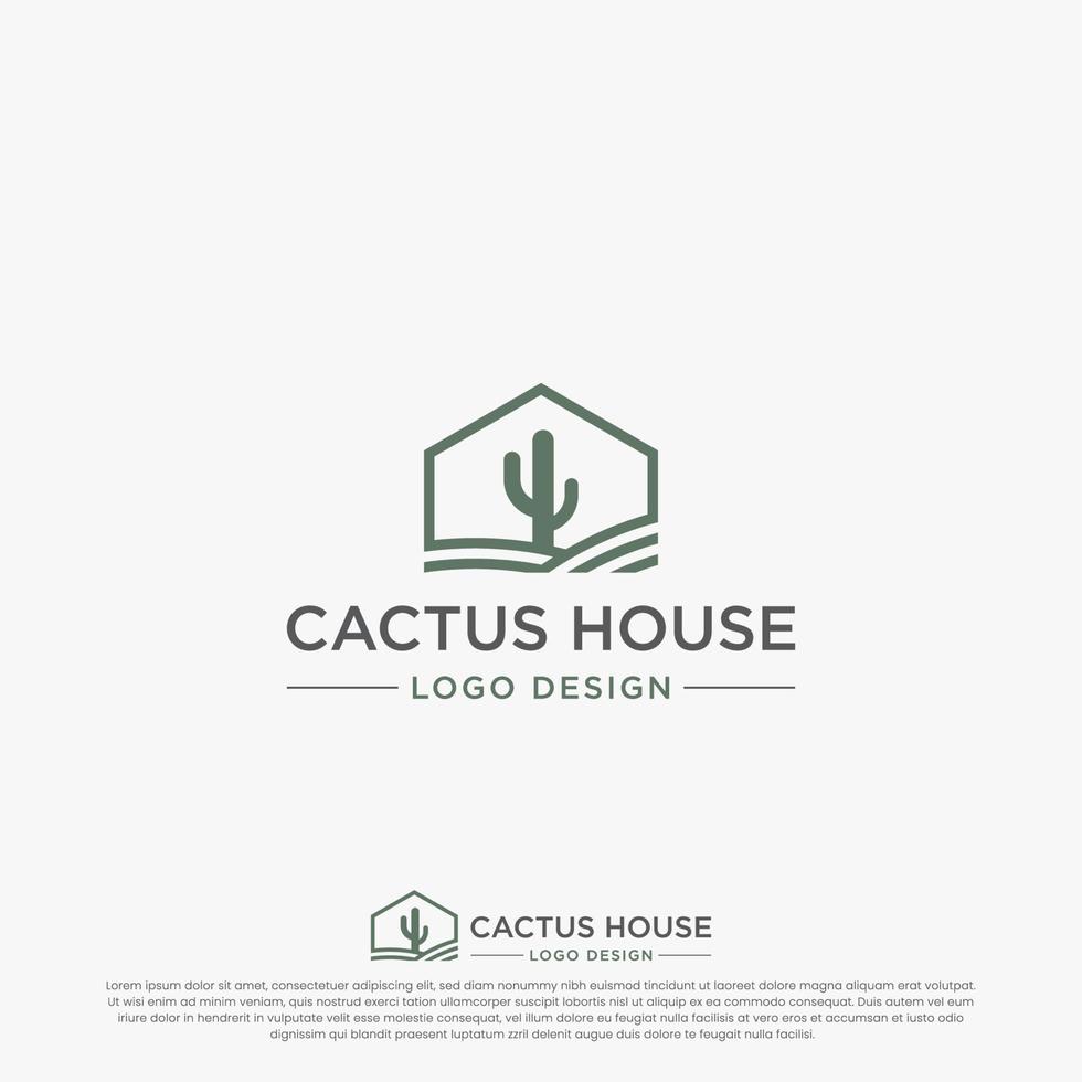 Haus- und Kaktus-Logo-Design vektor