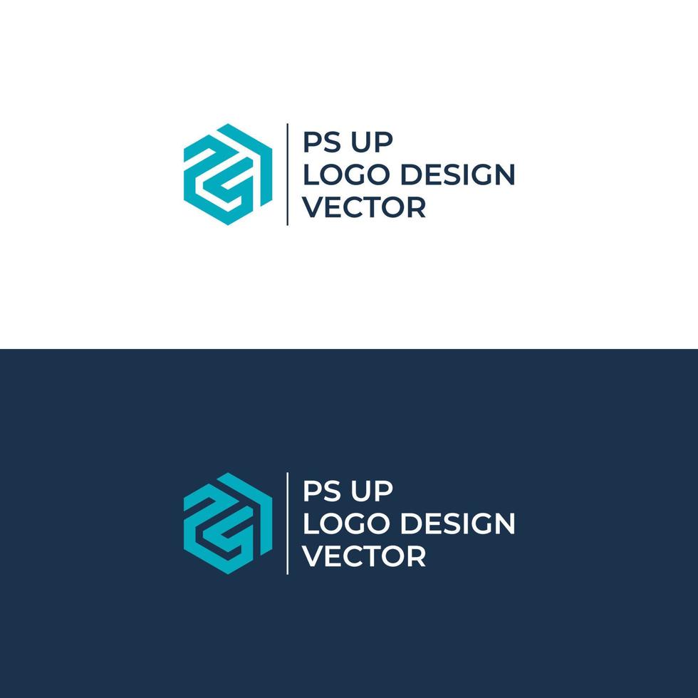 ps upp logotyp design vektor. vektor