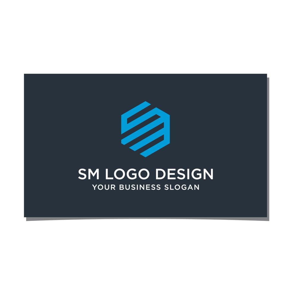 sm hexagon logotyp design vektor