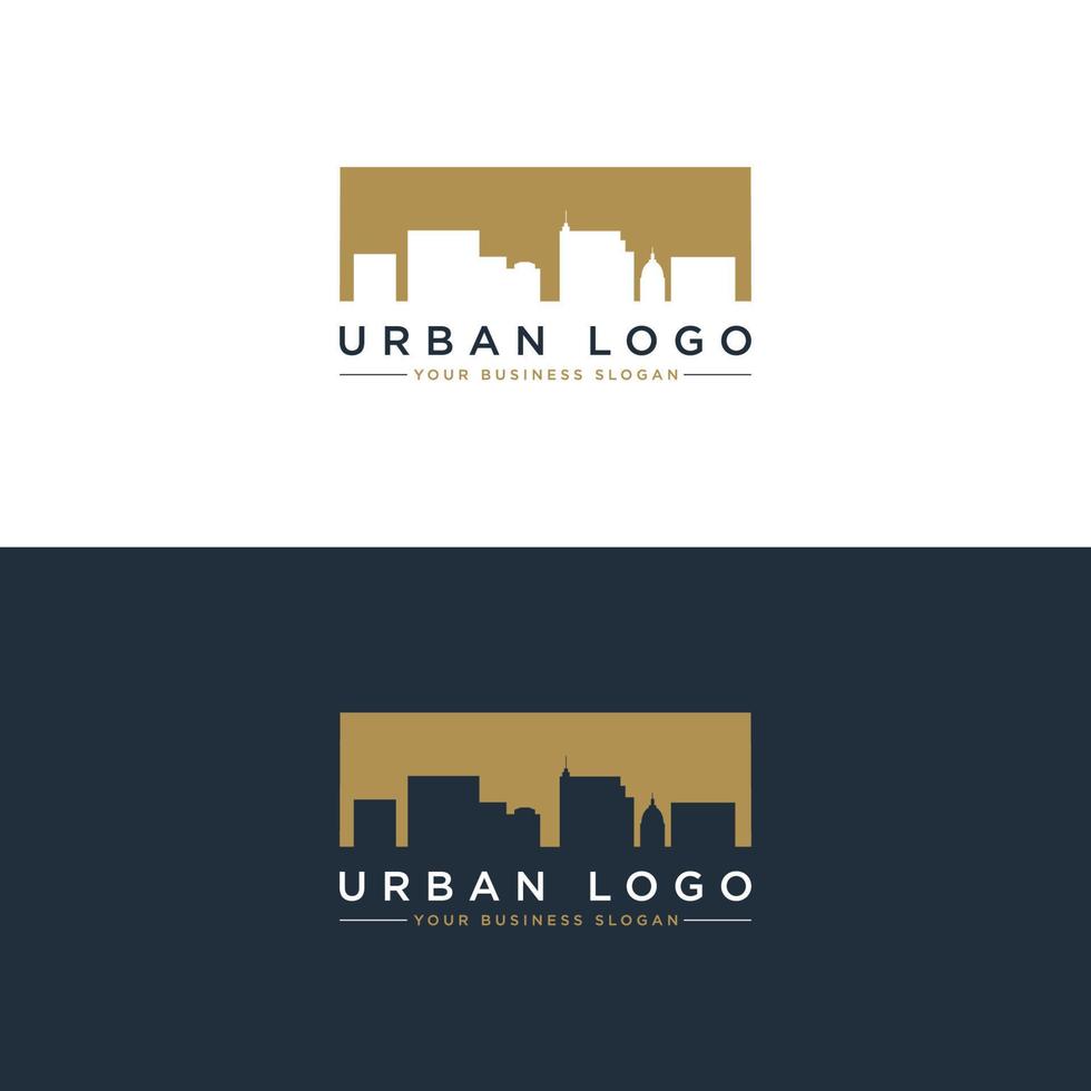 negativt utrymme urban logotypdesign vektor