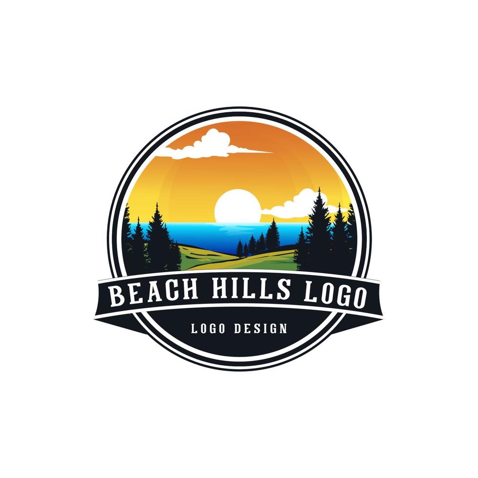 beach hills logotyp design vektor