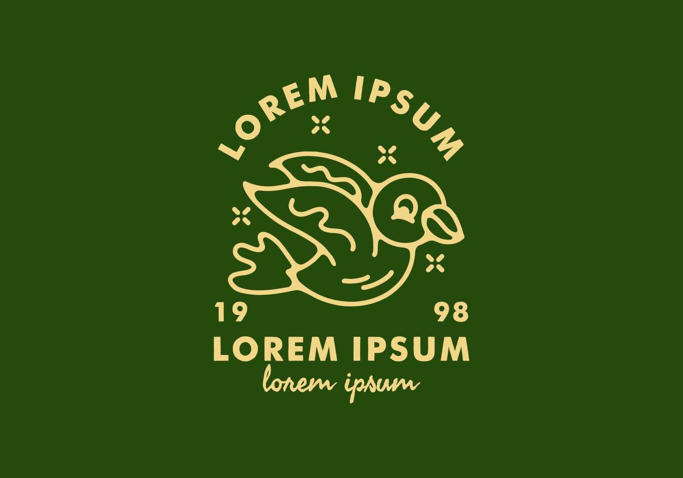 Strichzeichnungen des fliegenden Vogels mit Lorem-Ipsum-Text vektor