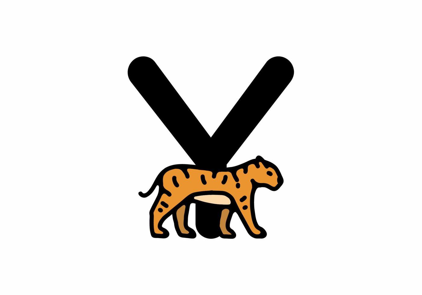 linjekonstillustration av tiger med y initialbokstav vektor