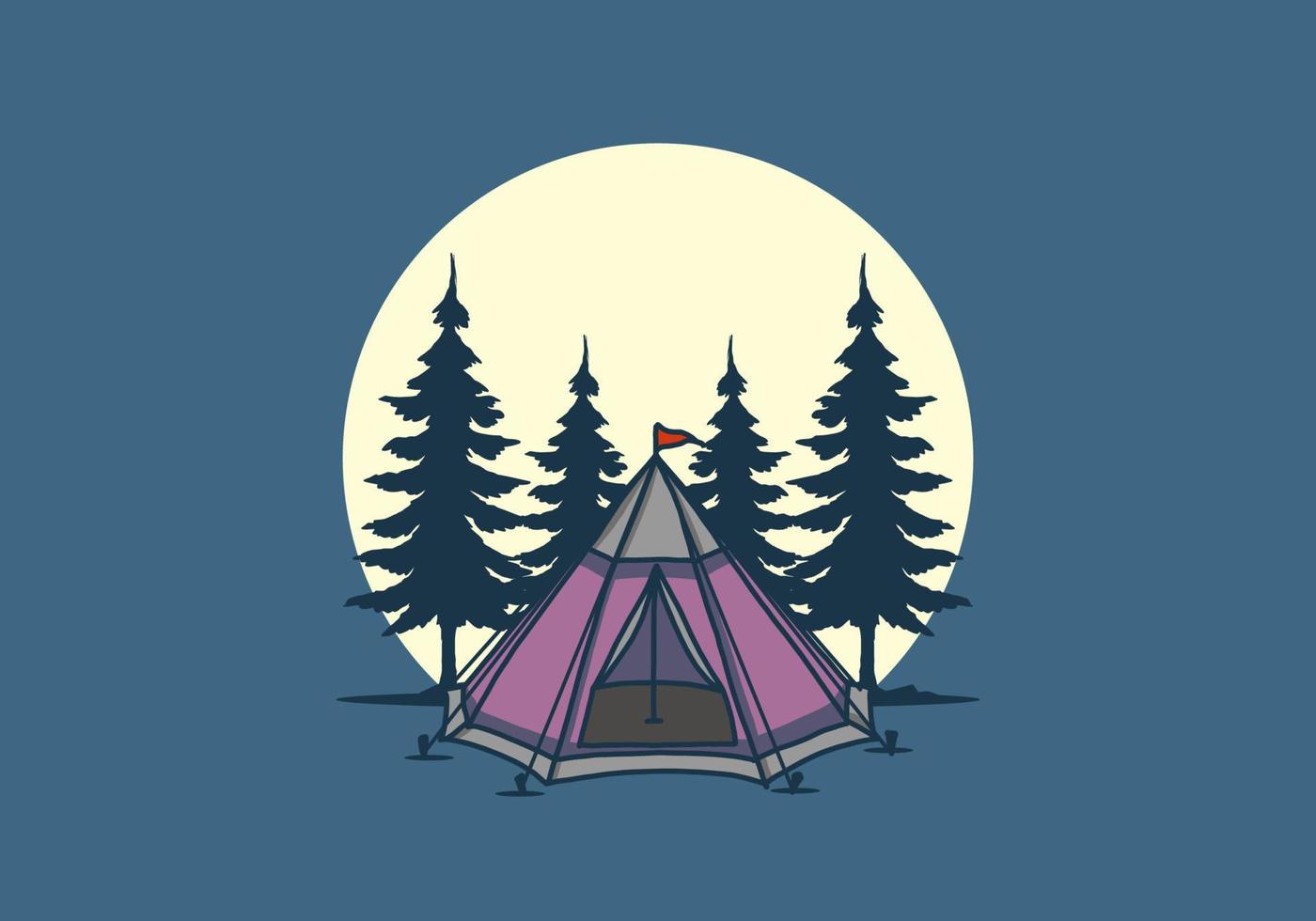 kon tält och tallar illustration vektor