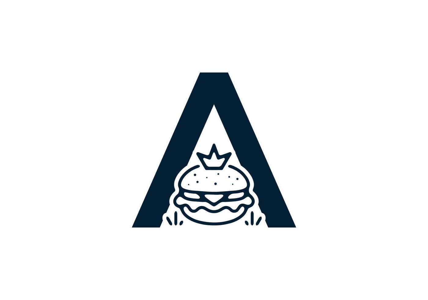 Fusionsform eines Anfangsbuchstabens mit Burger und Krone vektor