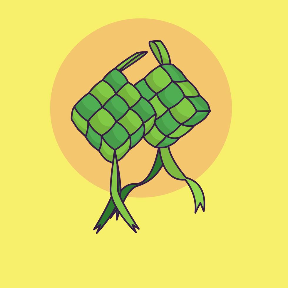 grünes ketupat-symbol, ketupat-lebensmittel für mubarak-illustration vektor