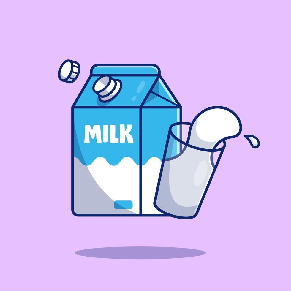 mjölk och glas tecknad vektor ikonillustration. mat och dryck ikon koncept isolerade premium vektor. platt tecknad stil