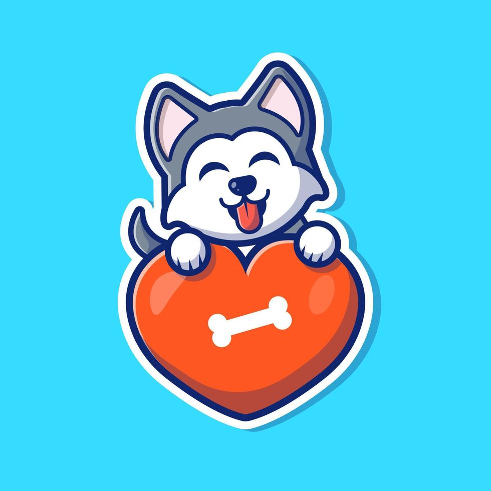 husky hund liebe cartoon vektor symbol illustration. tierliebe symbol konzept isoliert premium vektor. flacher Cartoon-Stil