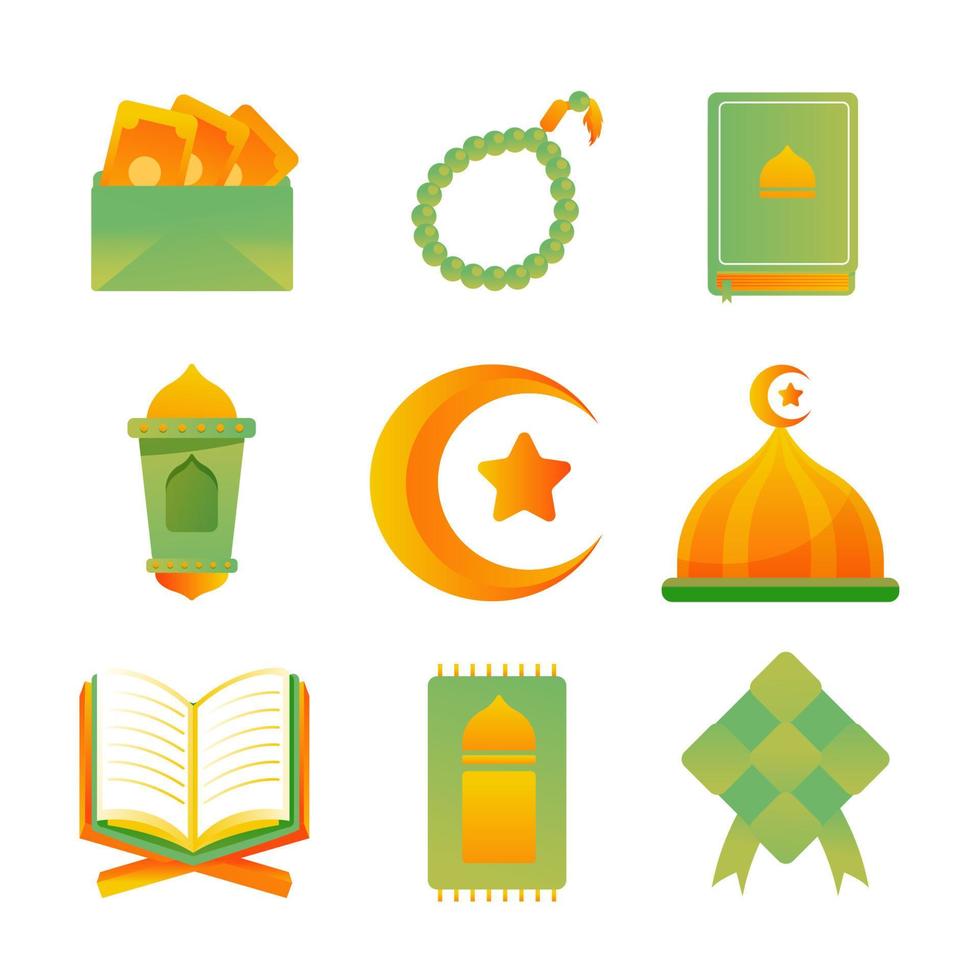 enkel islamisk ramadhan ikonuppsättning vektor