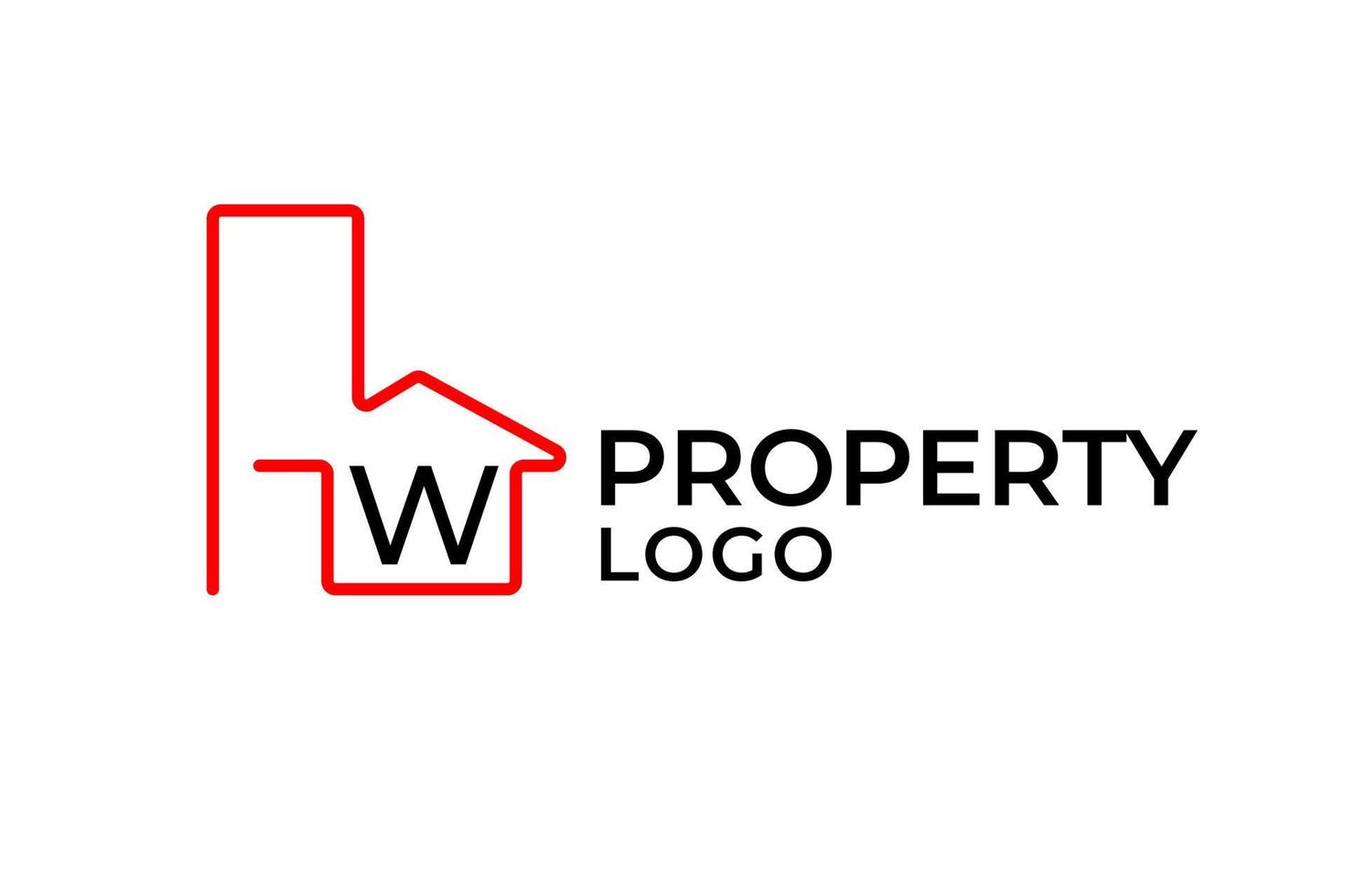 buchstabe w minimalistisches umrissgebäude vektor logo design element