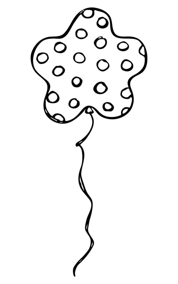 hand gezeichnete fliegende ballonillustration lokalisiert auf einem weißen hintergrund. Geburtstagsfeier-Ballon-Doodle. Feiertagscliparts. vektor