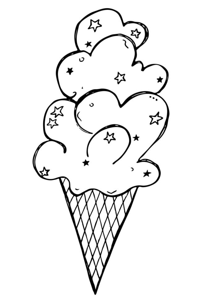 vektor hand gezeichnete eiscremeillustration lokalisiert auf weißem hintergrund. süße Dessert-Cliparts. für Print, Web, Design, Dekor, Logo.