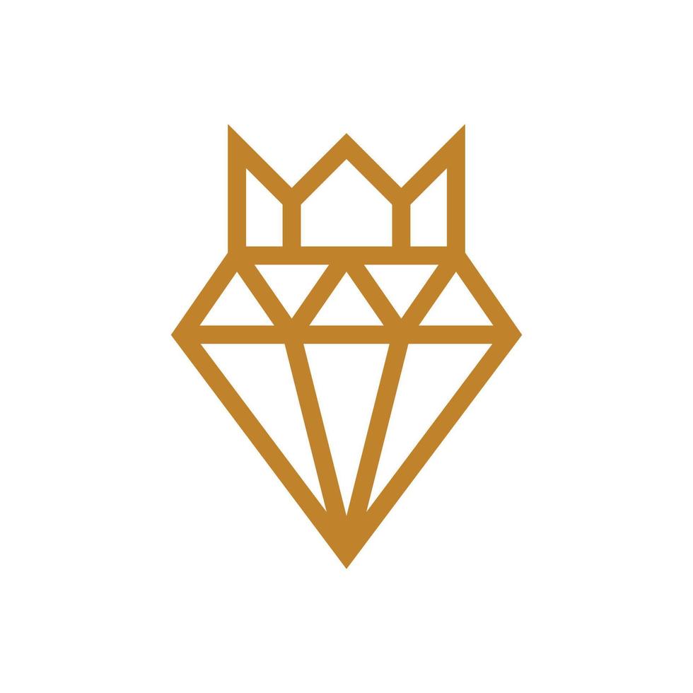 diamant med krona logotyp design vektor