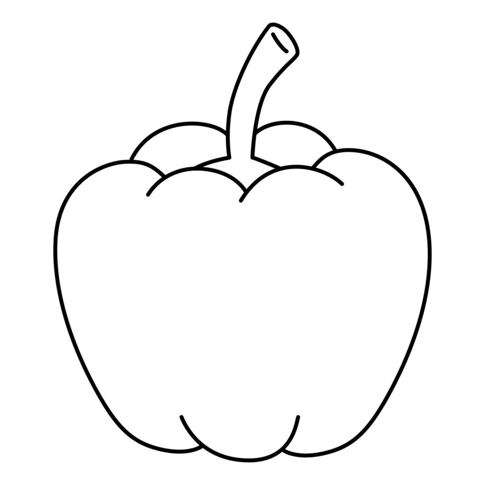 Schwarz-Weiß-Cartoon-Vektor-Illustration von Paprika für Malbuch. reifes frisches Gemüse zum Kochen, Vitaminquelle vektor