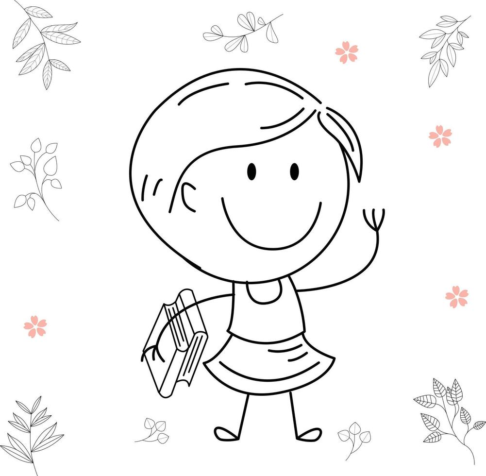 tecknad aktivitet illustration av ett leende barn för barns målarbok och barnbok. eps vektorbild. vektor