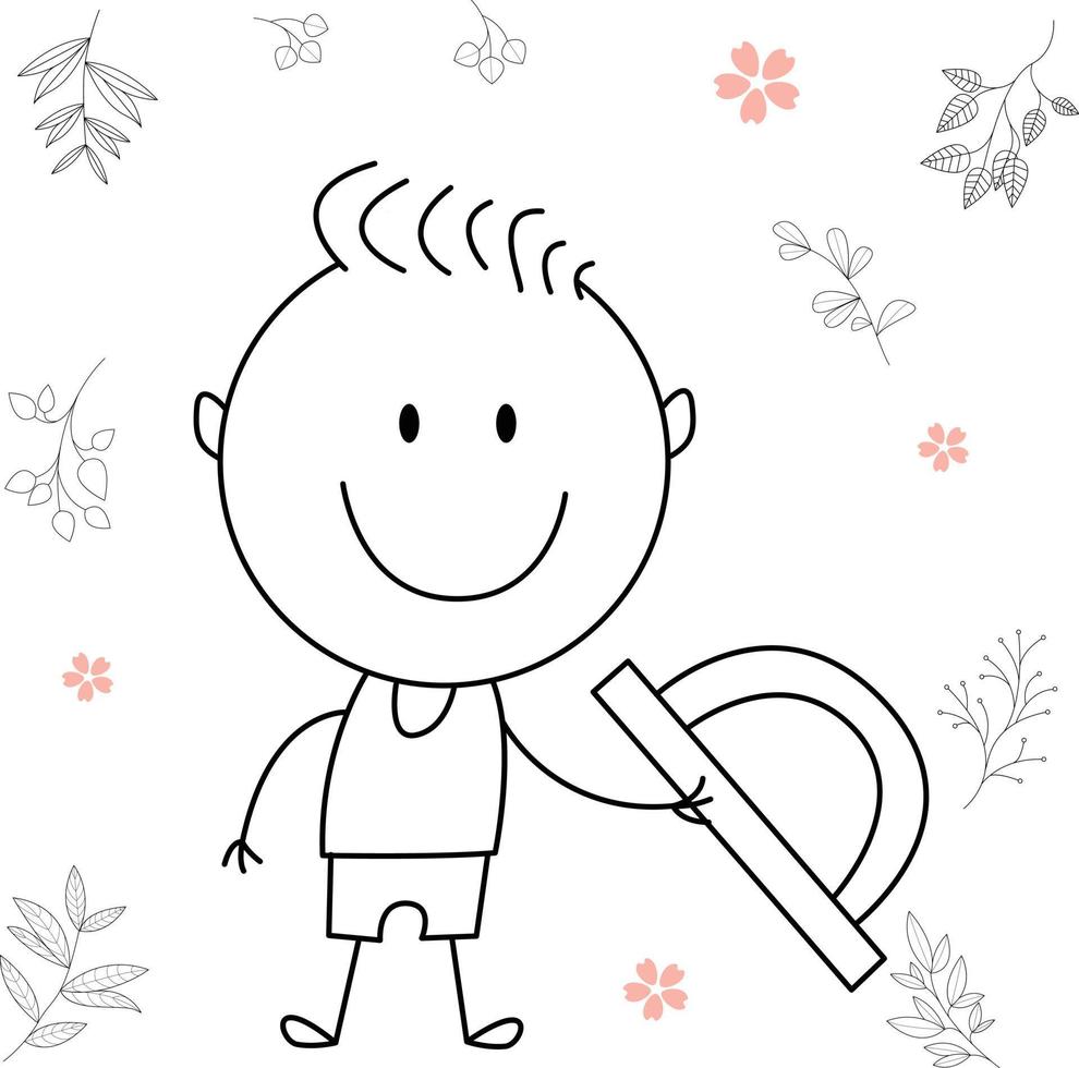karikaturtätigkeitsillustration eines lächelnden kindes für das malbuch der kinder und das buch der kinder. EPS-Vektorbild. vektor