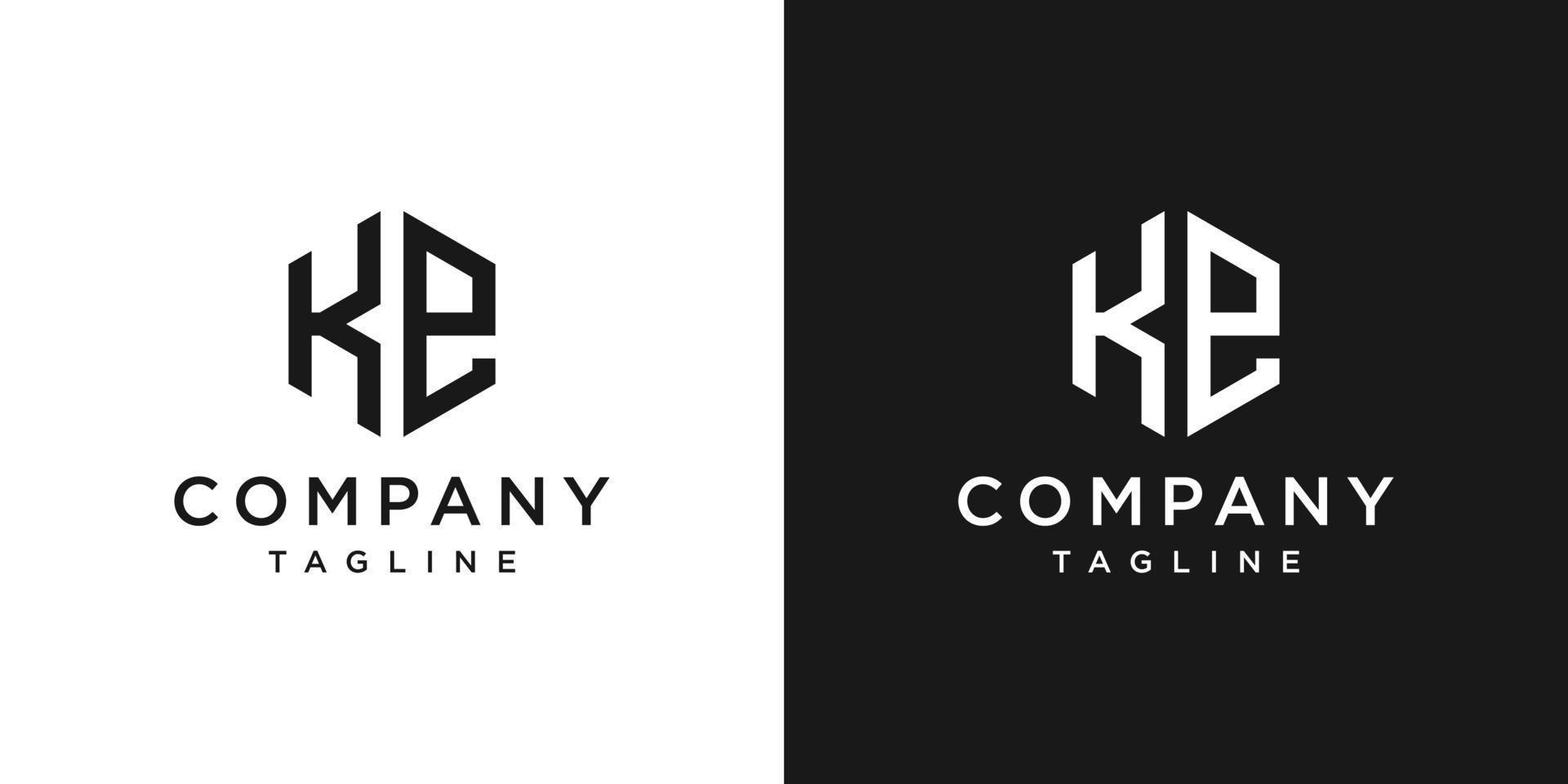 kreativer Buchstabe ke-Monogramm-Logo-Design-Symbol-Vorlage weißer und schwarzer Hintergrund vektor