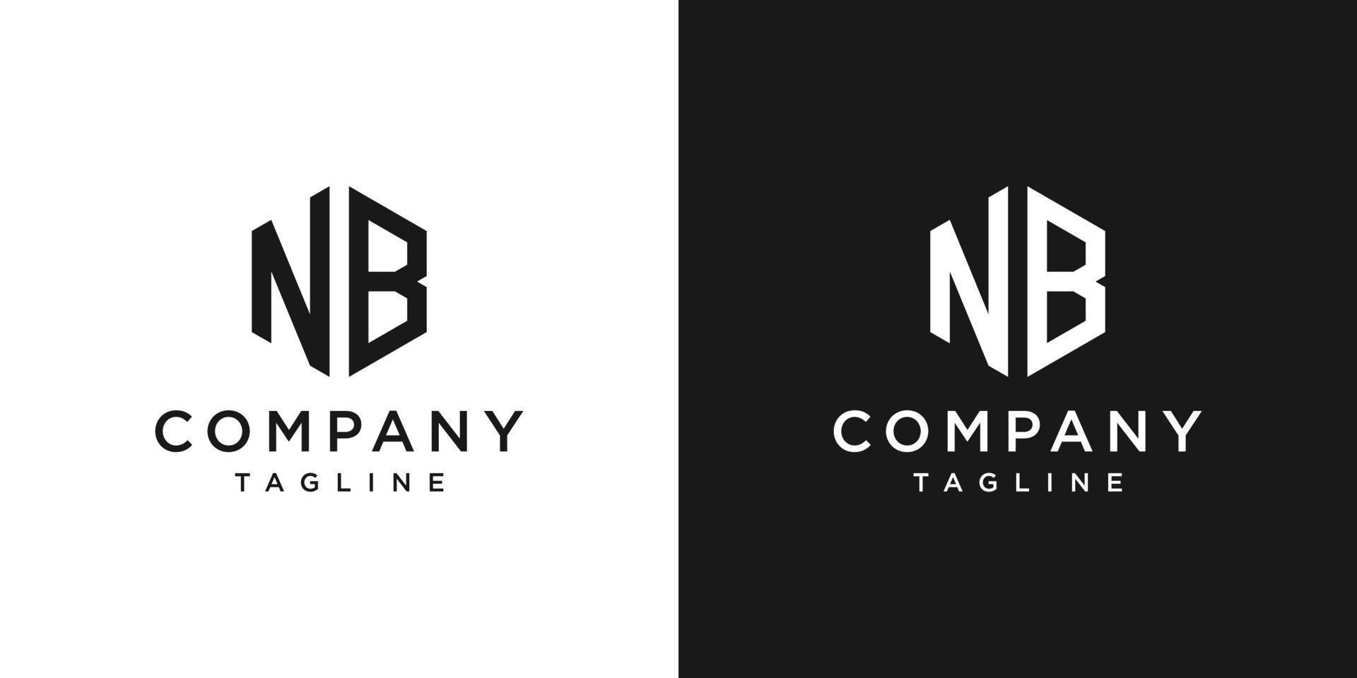 kreativer brief nb monogramm logo design symbol vorlage weißer und schwarzer hintergrund vektor