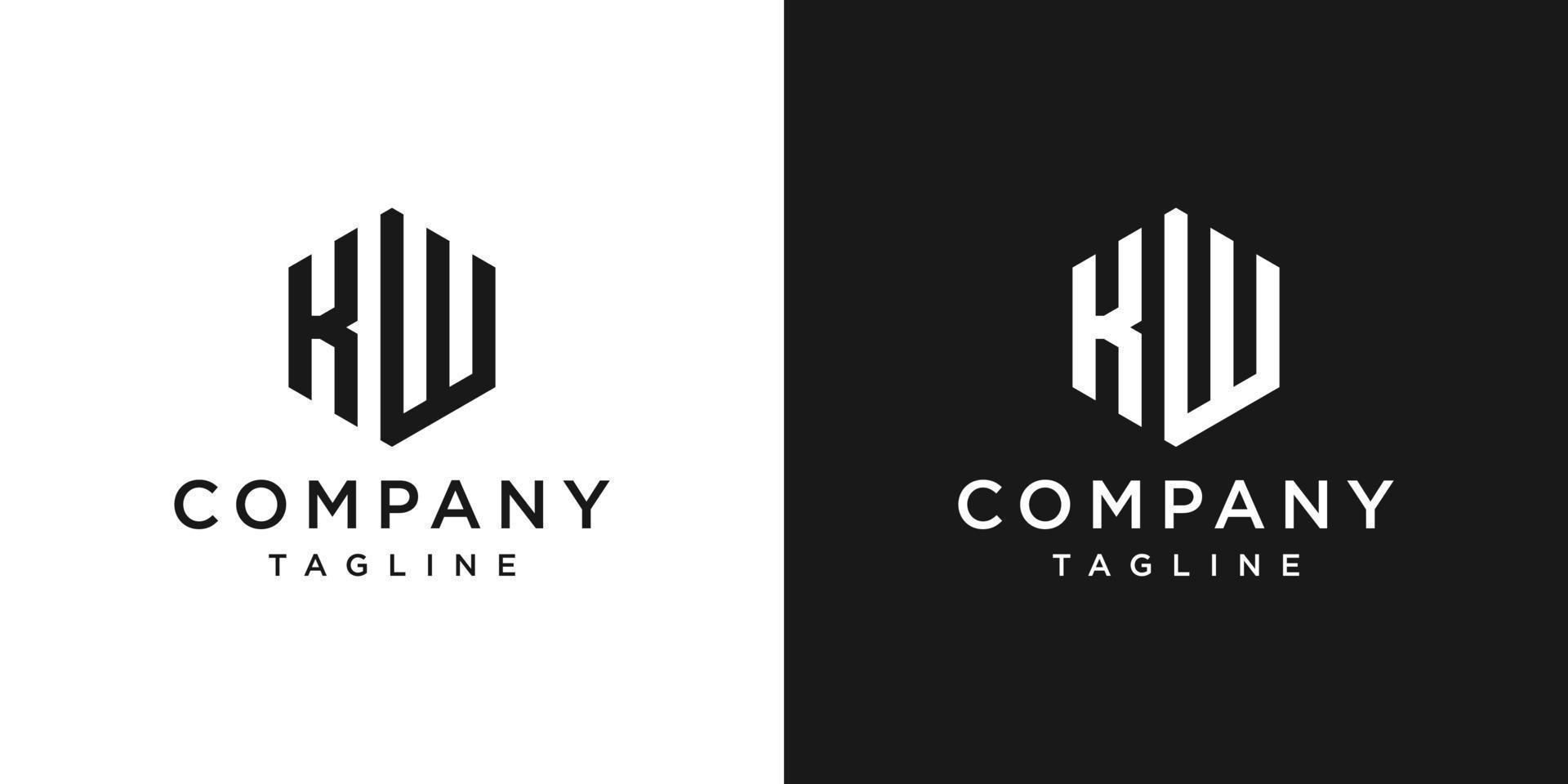 kreativer Buchstabe kw-Monogramm-Logo-Design-Symbol-Vorlage weißer und schwarzer Hintergrund vektor