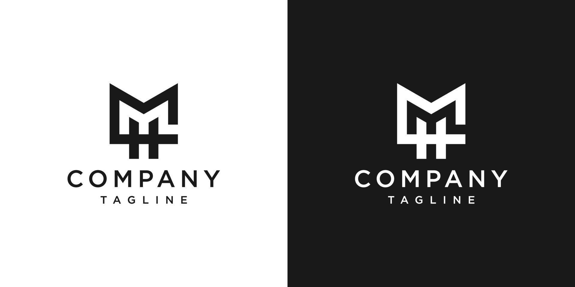 bokstaven mh monogram logotyp designikon mall vit och svart bakgrund vektor
