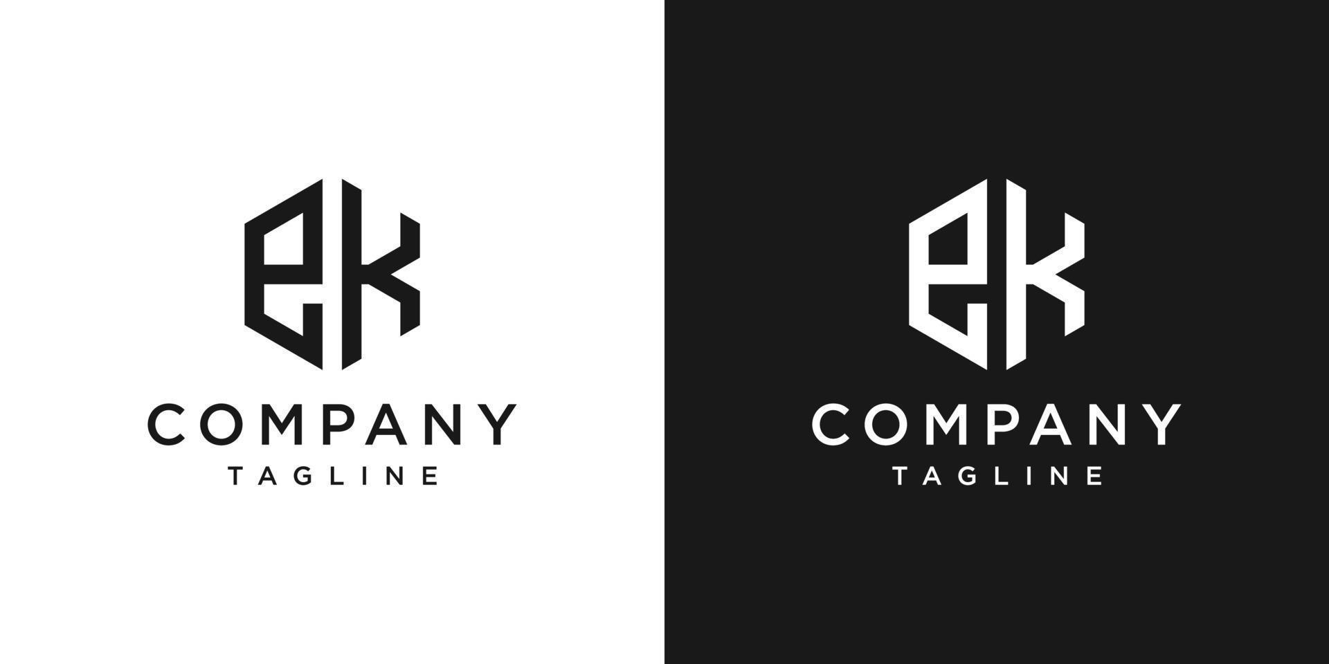 kreativa brev ek monogram logotyp design ikon mall vit och svart bakgrund vektor