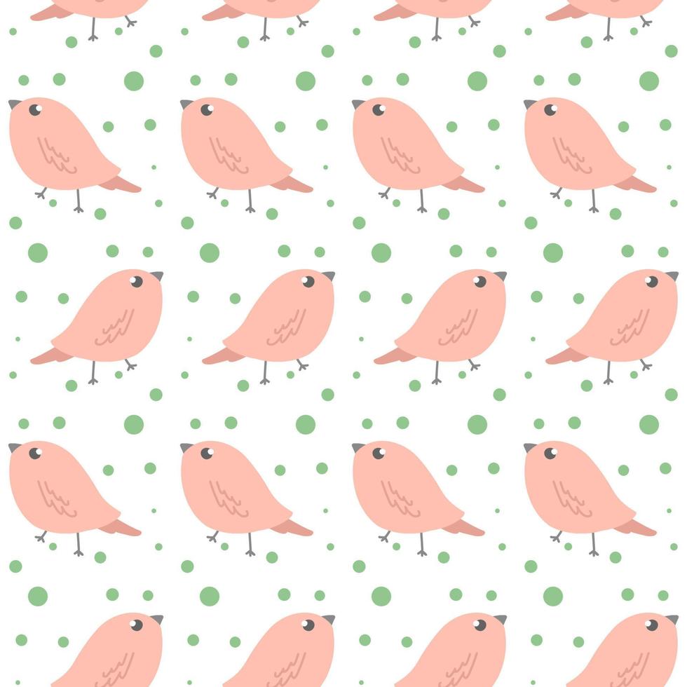 nahtloses Muster mit rosa Vögeln. handgezeichnete illustration süßer vögel vektor