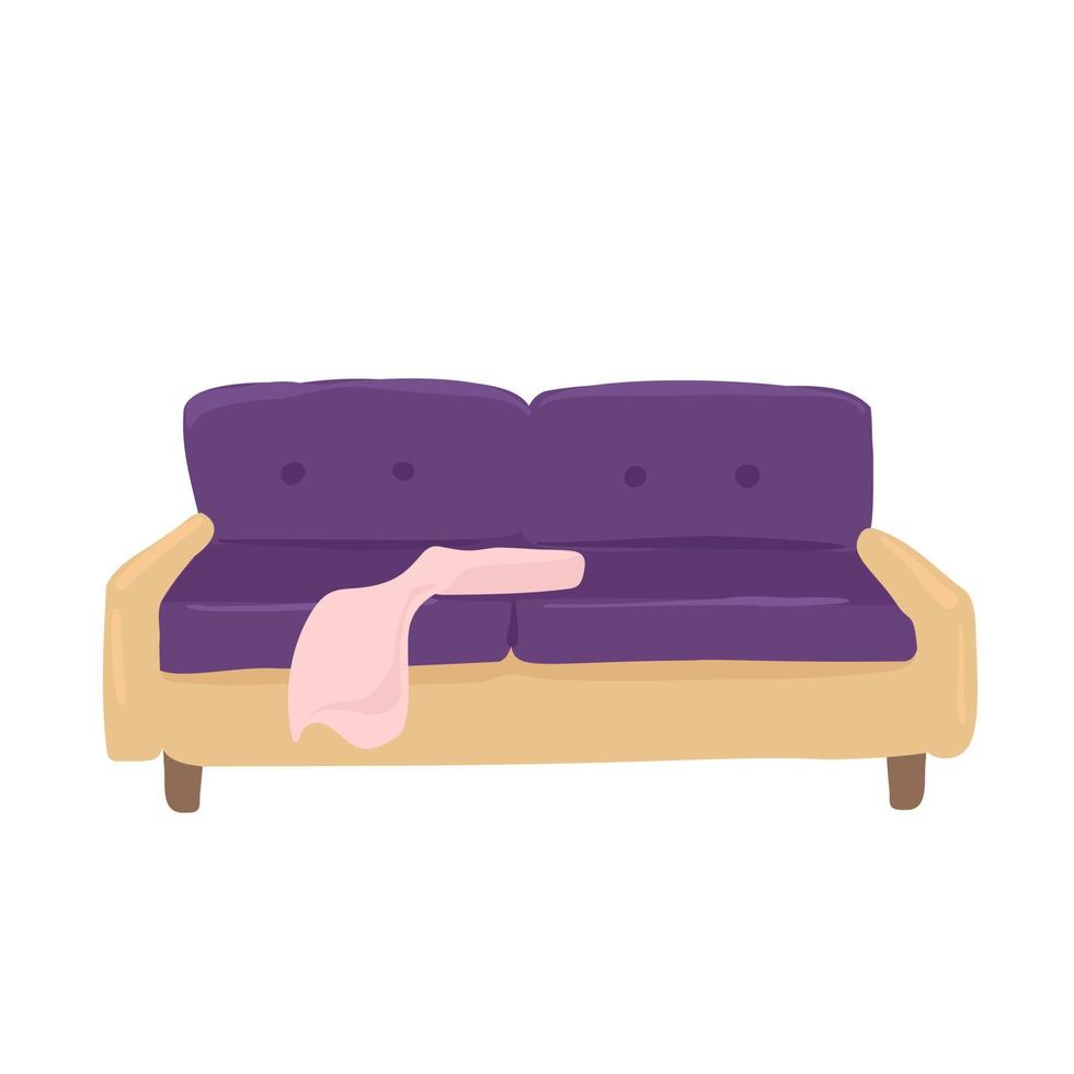 vektor illustration av en lila soffa. bekväm soffa på en vit bakgrund.