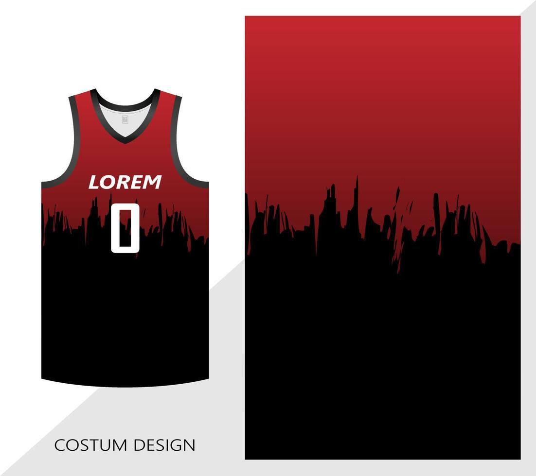 Basketball-Trikot-Muster-Design-Vorlage. schwarz rot abstrakter Hintergrund für Stoffmuster. Basketball-, Lauf-, Fußball- und Trainingstrikots. Vektor-Illustration vektor