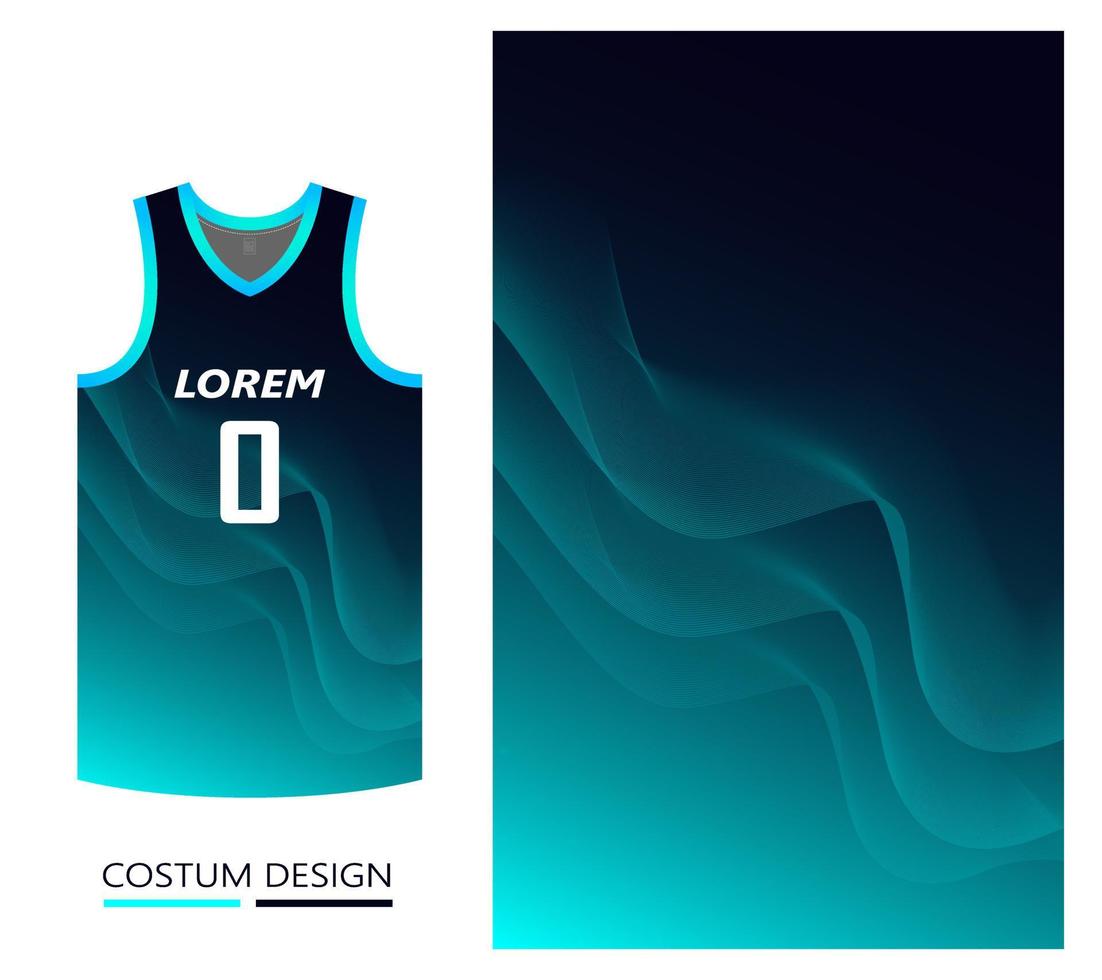 baskettröja mönster designmall. blå gradient abstrakt bakgrund med blå linje konst vågor med ljudvåg teknik koncept. design för tygmönster vektor