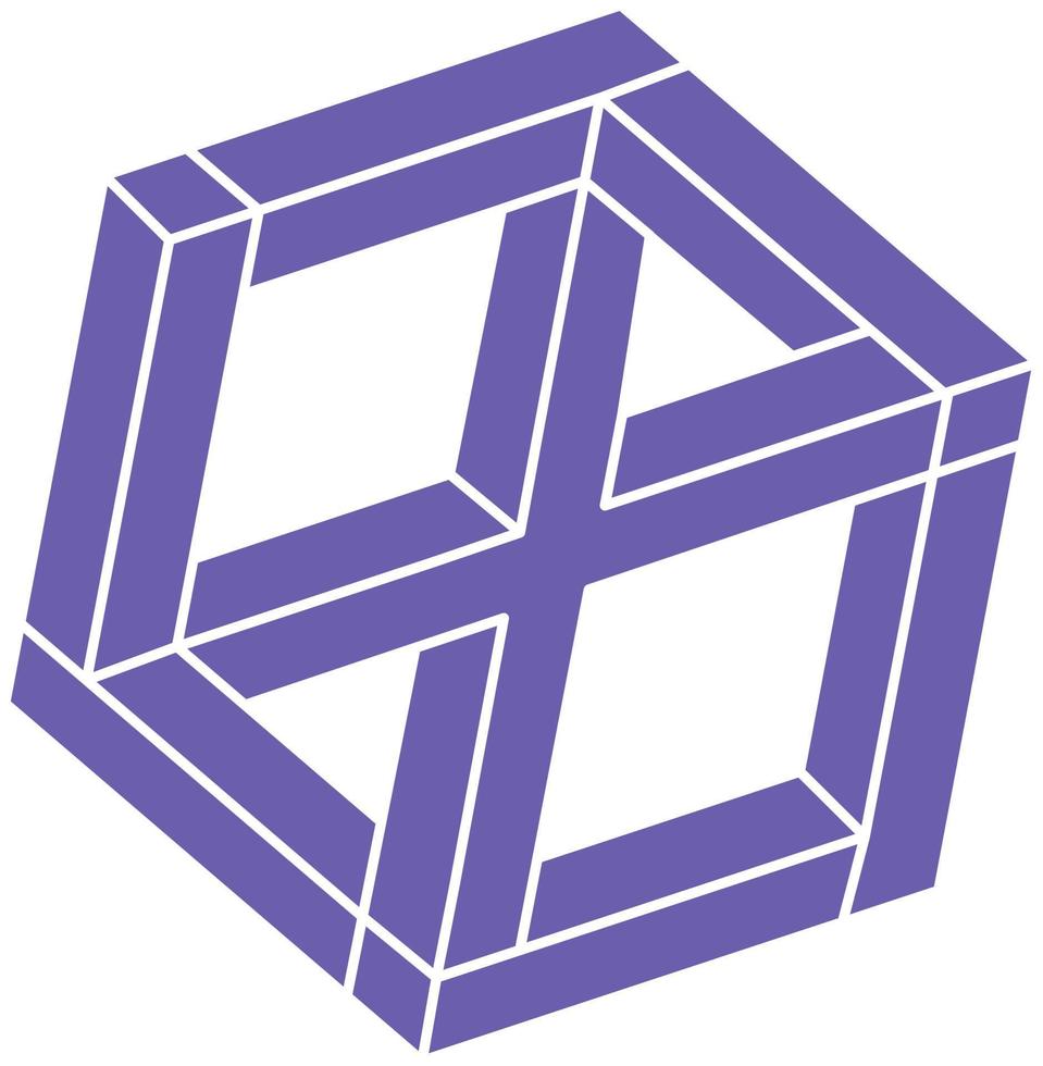 logotyp för optisk illusion. omöjliga former vektor. optiska konstföremål. geometriska figurer. paradox. vektor