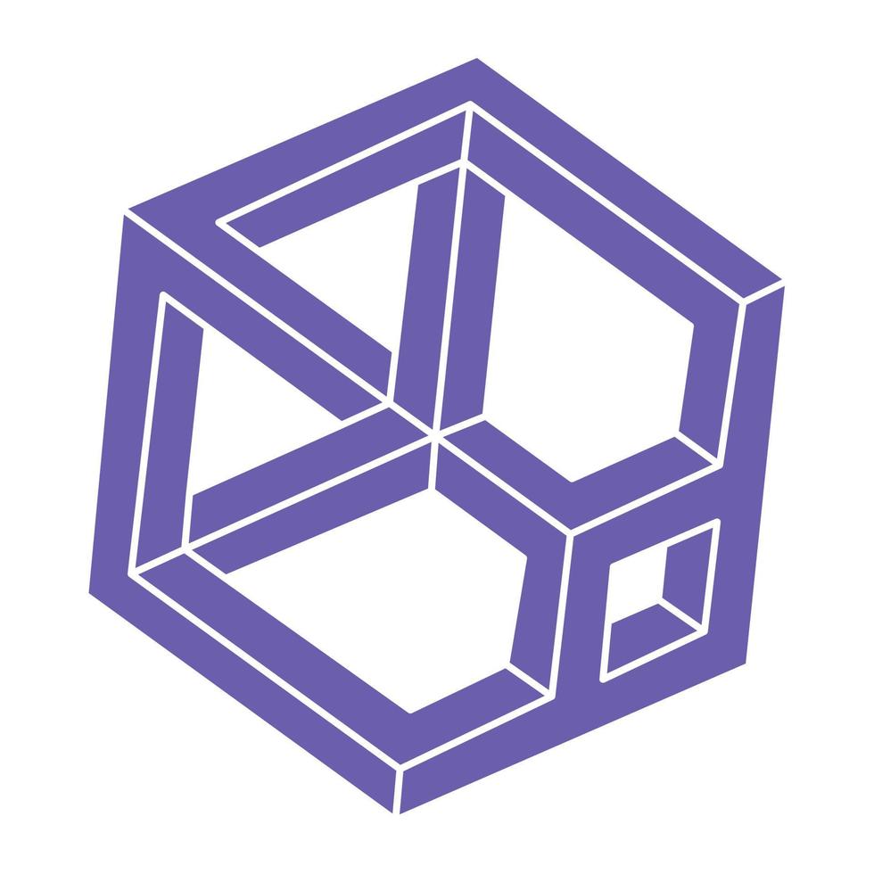 Logo für optische Täuschung. unmögliche Formen Vektor. Optische Kunstobjekte. geometrische Figuren. Paradox. vektor