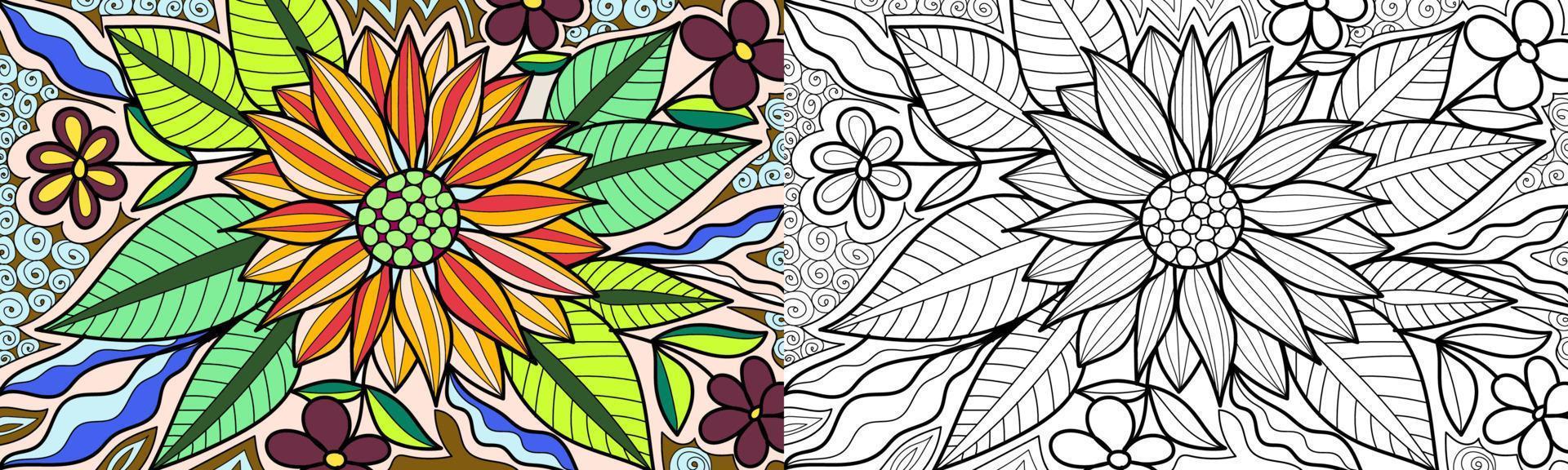 dekorativa blommor målarbok sida illustration vektor