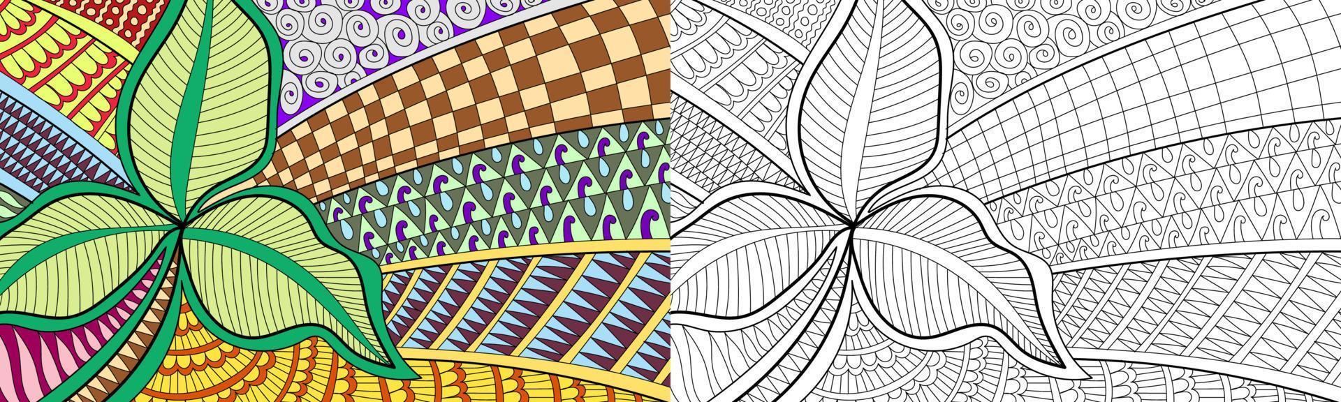 dekorativa tropiska blad henna stil målarbok vektorillustration vektor