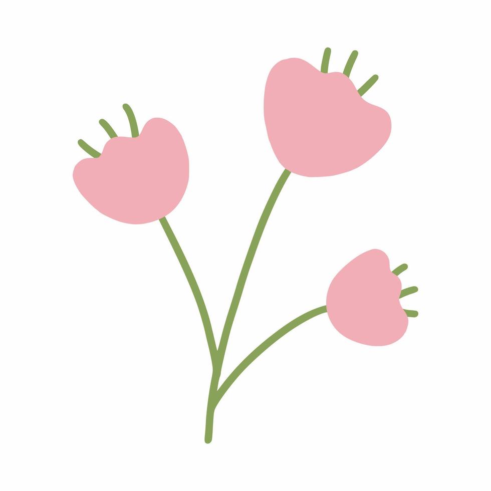 en vacker kvist med en blomma. illustration av doodles. en handritad teckning. blomman är isolerad på en vit bakgrund. vektor