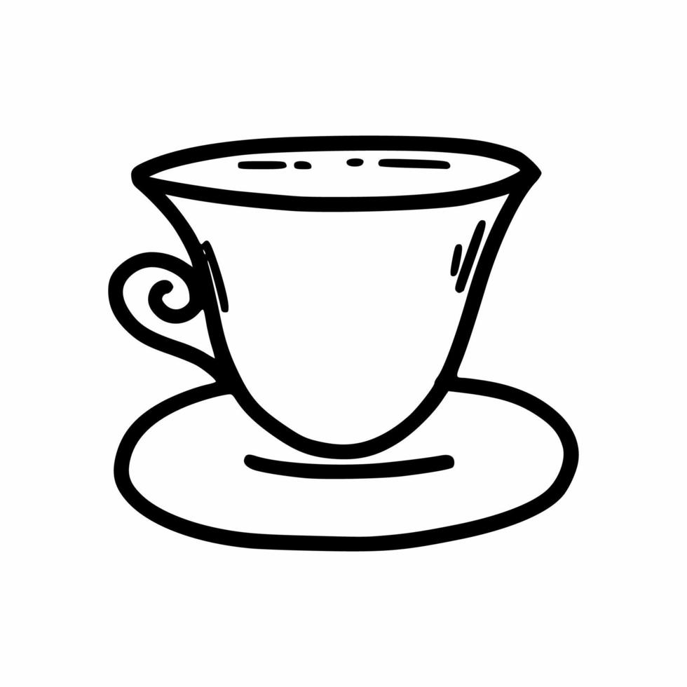 Kaffeebecher. skizzenzeichnung. Vektor-Doodle-Illustration. Küchenutensilien. vektor