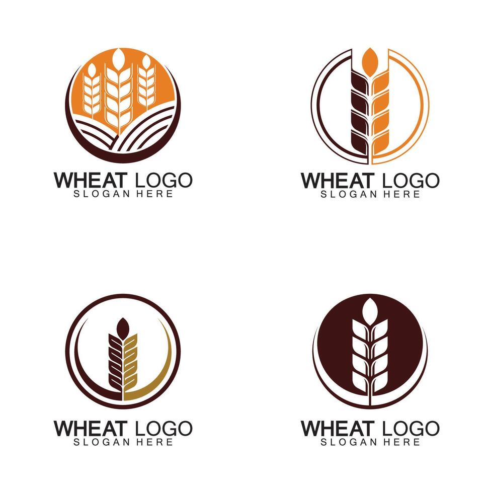 Landwirtschaft Weizen Logo Vorlage Vektor Icon Design